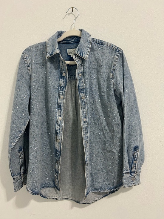 Universal Thread Tops - Universal Thread Light Blue Denim Button-Front Shirt Jacket